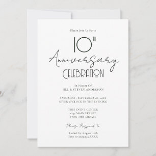 Invitation Script élégant du 10e anniversaire du Mariage