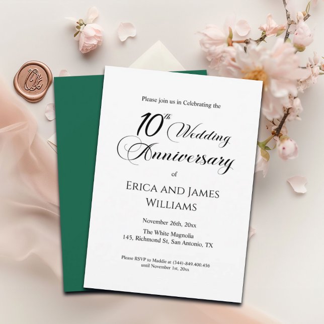 Invitation Script élégant du 10e anniversaire du Mariage Tin (Créateur téléchargé)