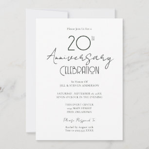 Invitation Script élégant du 20e anniversaire du Mariage