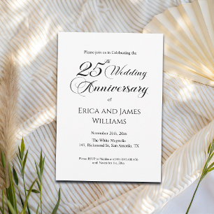 Invitation Script élégant du 25e anniversaire du Mariage d'ar