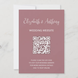 Invitation Script élégant Dusty Rose   QR Code Mariage RSVP