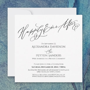 Invitation Script élégant, heureux pour toujours, réception s