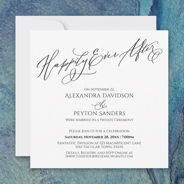 Invitation Script élégant, heureux pour toujours, réception s (Créateur téléchargé)