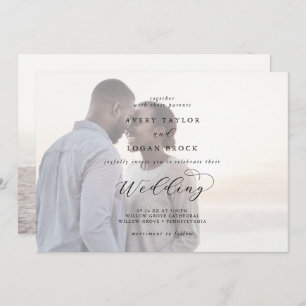 Invitation Script élégant Mariage photo horizontal dégradé