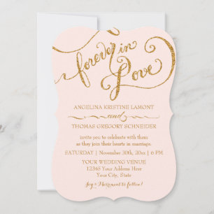Invitation Script Elegant Parties scintillant or rose Mariag