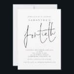 Invitation Script élégant quarantième anniversaire fête<br><div class="desc">Élégant Script quarantième anniversaire fête. Le Quarantième est aménagé dans un style d'écriture moderne. Personnalisez facilement le reste du texte à vous.</div>