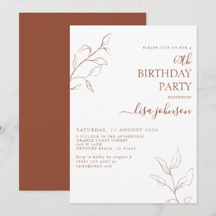 Invitation Script en terre cuite moderne Botanique 60e annive