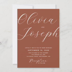 Invitation Script en terre cuite photo mariage + détails du c