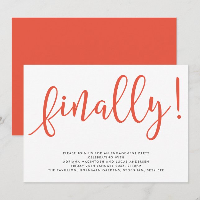 Invitation Script Finalement modifiable Couleur Engagement Pa (Devant / Derrière)