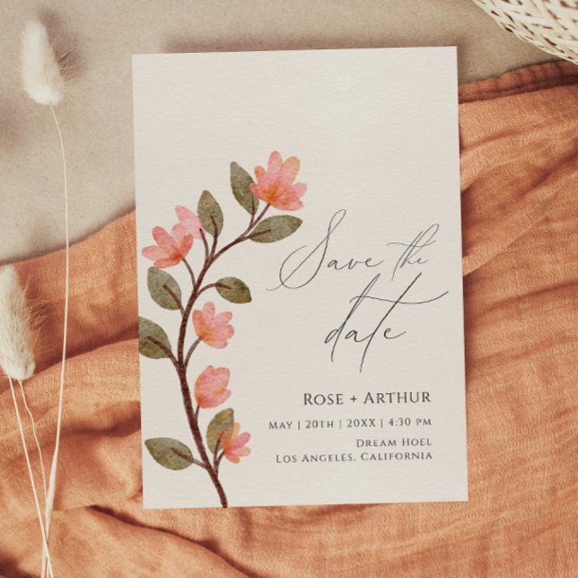 Invitation Script fleur sauvage Enregistrer La Date (Créateur téléchargé)