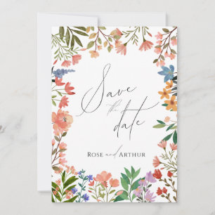 Invitation Script fleur sauvage Enregistrer La Date