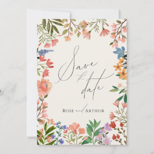 Invitation Script fleur sauvage Enregistrer La Date