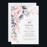 Invitation Script floral rose moderne Surprise 60e anniversai<br><div class="desc">Dusty Blue Pink Floral Surprise 60e invitation de fête d'anniversaire vous pouvez facilement customiser avec les détails de votre fête en cliquant sur le bouton "Personnaliser".</div>