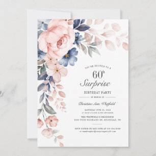 Invitation Script floral rose moderne Surprise 60e anniversai