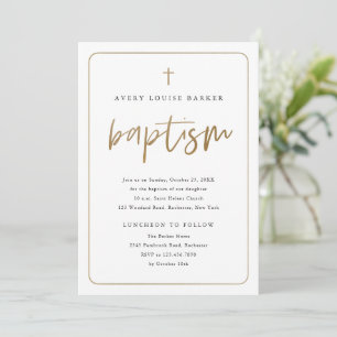 Invitation Script Gold moderne Baptême religieux