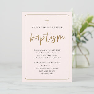 Invitation Script Gold moderne Baptême religieux
