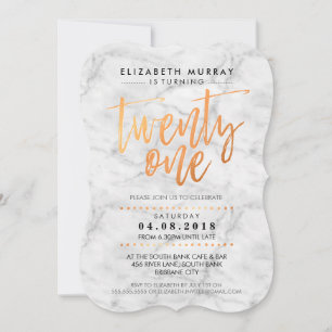 Invitation SCRIPT HANTÉE À LA MAIN type en marbre de cuivre t