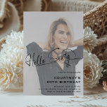 Invitation Script Hello Sixty Minimal Photo 60th Birthday<br><div class="desc">Célébrez le grand 6-0 dans le style avec nos invitations minimalistes "Hello Sixty" anniversaire! Avec un script de typographie élégant et un modèle de fête moderne sur une photo d'étoile d'anniversaire personnalisée,  ces invitations sont sûrs d'attirer tout le monde pour votre célébration d'étape.</div>