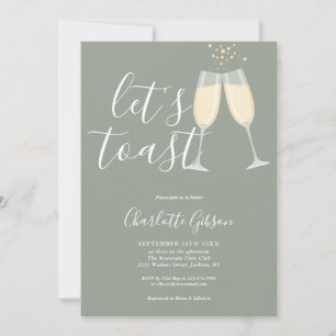 Invitation Script Let's Toast Mariage Sage Vert