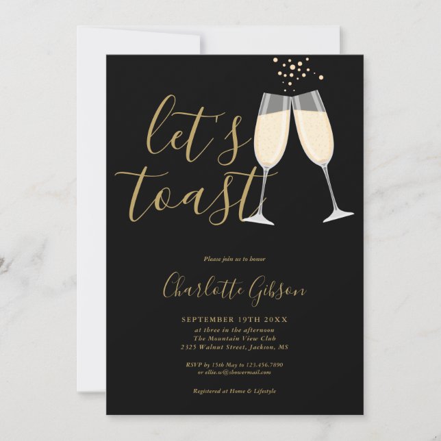 Invitation Script Levons Nos Verres Mariage Blanc Et Or (Devant)