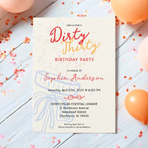 Invitation Script manuscrit Coquette Bow fête d'anniversaire