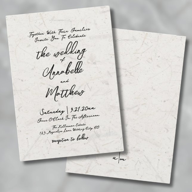 Invitation Script manuscrit Natural Earthy Boho Mariage (Handwritten Script Natural Earthy Boho Wedding Invitation)