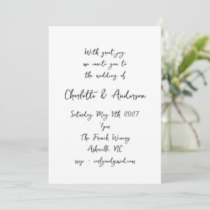 Invitation Script manuscrit Whimsy Quirky Mariage blanc