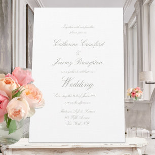 Invitation Script Mariage classique en lin blanc