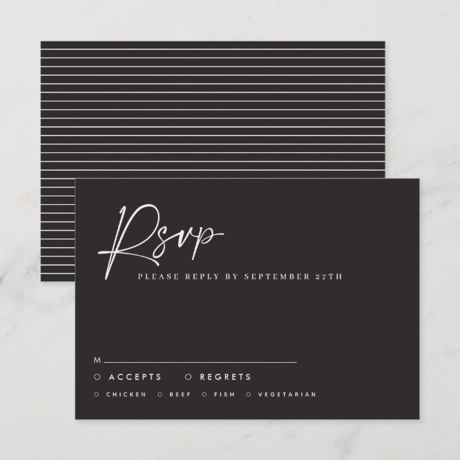 Invitation script mariage moderne noir blanc script élégant (Devant / Derrière)