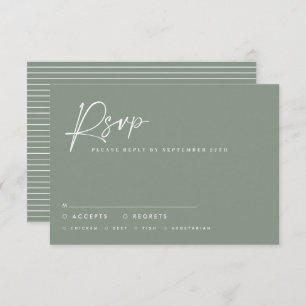 Invitation script mariage moderne sage vert script rsvp répon