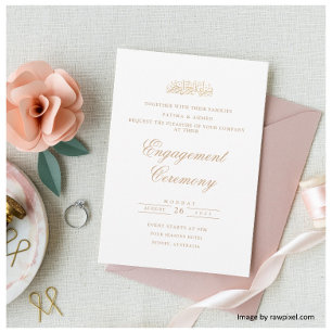 Invitation Script minimal Blanc Gold Musulman Parti d'engagem