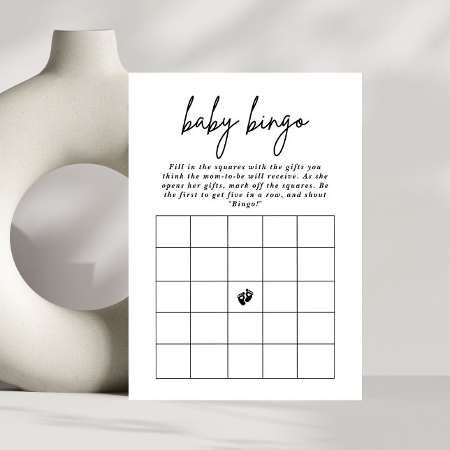 Invitation Script minimal élégant Bingo Baby shower de Bingo  (Créateur téléchargé)