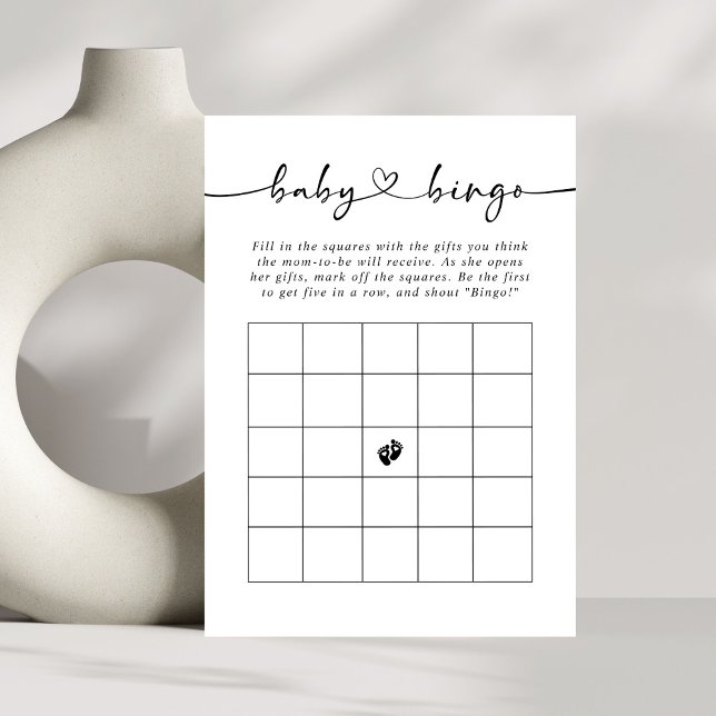 Invitation Script minimal élégant Bingo Baby shower de Bingo  (Créateur téléchargé)