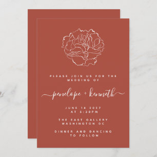 Invitation Script minimal Mariage d'art floral   Terracotta