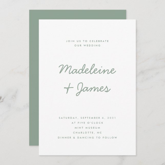 Invitation Script minimal Mariage moderne simple (Devant / Derrière)
