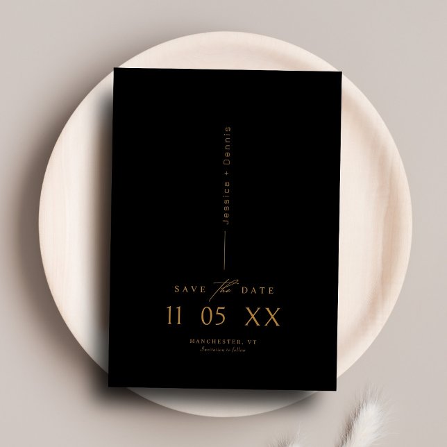 Invitation Script minimal moderne élégant noir Enregistrer la (Créateur téléchargé)