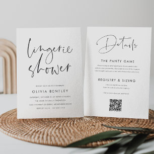 Invitation Script minimal moderne manuscrit Lingerie Douche