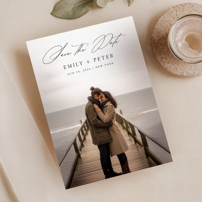 Invitation Script Minimal Moderne Mariage Photo Enregistrer L (Créateur téléchargé)