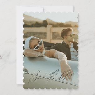 Invitation Script Minimal Photo Pleine Enregistrer La Date