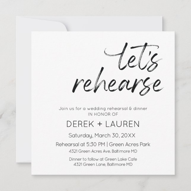 Invitation Script minimal Répétons la répétition du Mariage d (Devant)