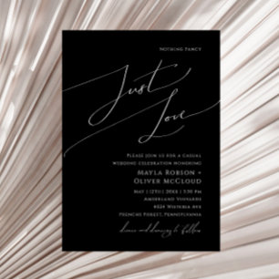 Invitation Script minimal Whimsical   Black Just Love Mariage
