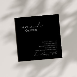 Invitation Script minimaliste élégant Mariage Carré noir