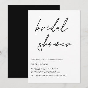 Invitation Script minimaliste manuscrit Fête des mariées noir
