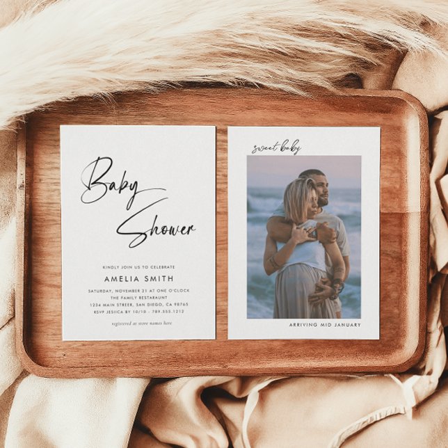 Invitation Script minimaliste manuscrit photo (Créateur téléchargé)