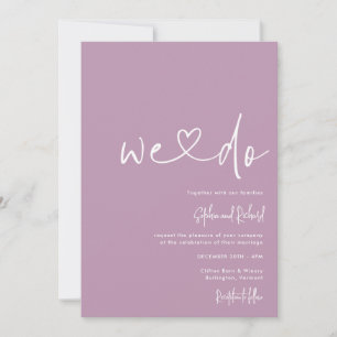 Invitation Script minimaliste mauve violet Mariage moderne