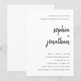 Invitation Script Minimaliste Moderne   Douche de Couple