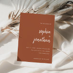 Invitation Script minimaliste moderne en terre cuite | MARIAG<br><div class="desc">Ces invitations de mariage élégantes et minimalistes sont caractérisées par une typographie écriture blanche et moderne et un texte sans serif propre pour un design simple et élégant couleur terre cuite que vous aimerez.</div>