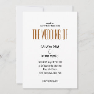 Invitation Script minimaliste moderne   Huile d'or Mariage