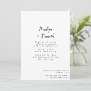 Invitation Script minimaliste moderne Mariage classique blanc