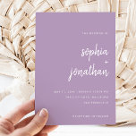 Invitation Script minimaliste moderne | Mariage Lavender<br><div class="desc">Ces invitations de mariage élégantes et minimalistes sont caractérisées par une typographie de script moderne et un texte sans serif blanc propre pour un design lavande clair et élégant que vous aimerez.</div>